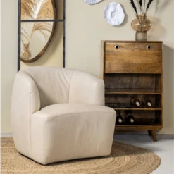 Meubles & Design Fauteuils Fauteuil Cuir Rond Design Blanc -Chaise Soldes 2024 fauteuil cuir rond design blanc 5