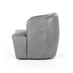 Meubles & Design Fauteuils Fauteuil Cuir Rond Design Gris -Chaise Soldes 2024 fauteuil cuir rond design gris 3