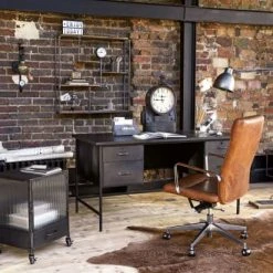 Maisons Du Monde Chaises De Bureau Fauteuil De Bureau à Roulettes En Cuir Marron Et Métal -Chaise Soldes 2024 fauteuil de bureau a roulettes en cuir marron et metal 1000 9 4 155763 8