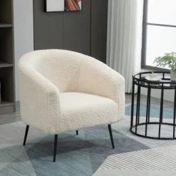 Nordlys Fauteuils Fauteuil De Salon En Métal Et Bouclettes Blanches -Chaise Soldes 2024 fauteuil de salon en metal et bouclettes blanches 1