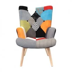 The Home Deco Factory Fauteuils Fauteuil Design Coloré Patchwork -Chaise Soldes 2024 fauteuil design colore patchwork 4