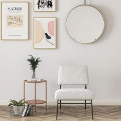 Drawer Fauteuils Fauteuil Design En Tissu Bouclette Et Métal Ecru -Chaise Soldes 2024 fauteuil design en tissu bouclette et metal ecru 5