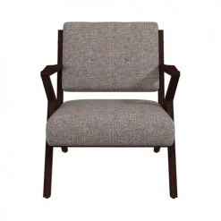 Drawer Fauteuils Fauteuil Design En Tissu Et Bois Foncé Taupe -Chaise Soldes 2024 fauteuil design en tissu et bois fonce taupe 2