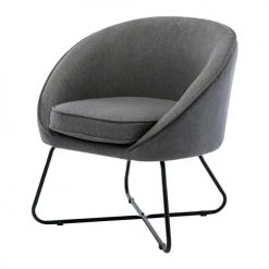 Moloo Fauteuils Fauteuil Design Tissu Gris Pieds Métal Noir