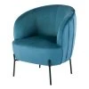 Moloo Fauteuils Fauteuil Design Velours Bleu Canard Pieds Métal Noir