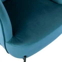 Moloo Fauteuils Fauteuil Design Velours Bleu Canard Pieds Métal Noir -Chaise Soldes 2024 fauteuil design velours bleu canard pieds metal noir 3