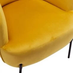 Moloo Fauteuils Fauteuil Design Velours Curry Pieds Métal Noir -Chaise Soldes 2024 fauteuil design velours curry pieds metal noir 3