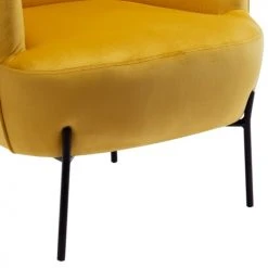 Moloo Fauteuils Fauteuil Design Velours Curry Pieds Métal Noir -Chaise Soldes 2024 fauteuil design velours curry pieds metal noir 5