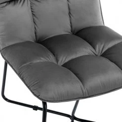 Moloo Fauteuils Fauteuil Design Velours Gris Pieds Métal Noir -Chaise Soldes 2024 fauteuil design velours gris pieds metal noir 3