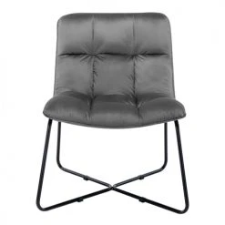 Moloo Fauteuils Fauteuil Design Velours Gris Pieds Métal Noir -Chaise Soldes 2024 fauteuil design velours gris pieds metal noir 4