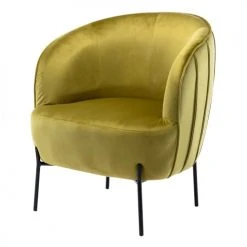 Moloo Fauteuils Fauteuil Design Velours Kaki Pieds Métal Noir