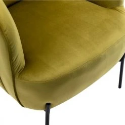 Moloo Fauteuils Fauteuil Design Velours Kaki Pieds Métal Noir -Chaise Soldes 2024 fauteuil design velours kaki pieds metal noir 3