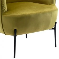 Moloo Fauteuils Fauteuil Design Velours Kaki Pieds Métal Noir -Chaise Soldes 2024 fauteuil design velours kaki pieds metal noir 5