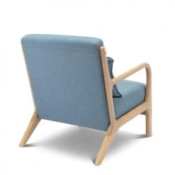 Alice's Garden Fauteuils Fauteuil En Bois Avec Tissu Bleu 65x 80x79cm -Chaise Soldes 2024 fauteuil en bois avec tissu bleu 65x 80x79cm 2