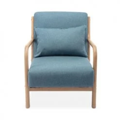 Alice's Garden Fauteuils Fauteuil En Bois Avec Tissu Bleu 65x 80x79cm -Chaise Soldes 2024 fauteuil en bois avec tissu bleu 65x 80x79cm 4
