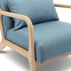 Alice's Garden Fauteuils Fauteuil En Bois Avec Tissu Vert D'eau 65x 80x79cm -Chaise Soldes 2024 fauteuil en bois avec tissu vert d eau 65x 80x79cm 3