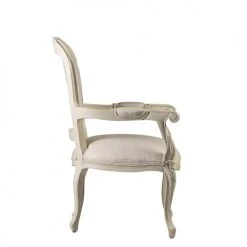 MOYCOR Fauteuils Fauteuil En Bois D'acajou Blanc Et Revêtement En Polyester Blanc -Chaise Soldes 2024 fauteuil en bois d acajou blanc et revetement en polyester blanc 2