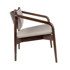 Dutchbone Fauteuils Fauteuil En Bois Et Tissu Beige -Chaise Soldes 2024 fauteuil en bois et tissu beige 4