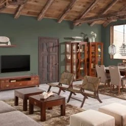 MOYCOR Fauteuils Fauteuil En Bois Marron Et Beige -Chaise Soldes 2024 fauteuil en bois marron et beige 1