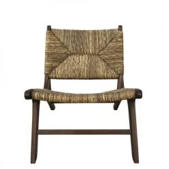 MOYCOR Fauteuils Fauteuil En Bois Marron Et Beige -Chaise Soldes 2024 fauteuil en bois marron et beige 2