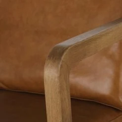 Maisons Du Monde Fauteuils Fauteuil En Cuir De Vache Marron Et Bois De Chêne -Chaise Soldes 2024 fauteuil en cuir de vache marron et bois de chene 1000 2 3 222141 4