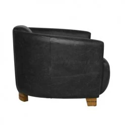 Now’s Home Fauteuils Fauteuil En Cuir De Vache Noir -Chaise Soldes 2024 fauteuil en cuir de vache noir 5