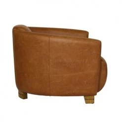 Now’s Home Fauteuils Fauteuil En Cuir De Vache Noisette -Chaise Soldes 2024 fauteuil en cuir de vache noisette 3