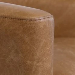 Now’s Home Fauteuils Fauteuil En Cuir De Vache Noisette -Chaise Soldes 2024 fauteuil en cuir de vache noisette 5