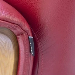 My New Design Fauteuils Fauteuil En Cuir Et Bois Chêne Naturel - Cuir Rouge -Chaise Soldes 2024 fauteuil en cuir et bois chene naturel cuir rouge 5