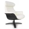 My New Design Fauteuils Fauteuil En Cuir Et Bois Noir - Cuir Blanc