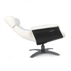 My New Design Fauteuils Fauteuil En Cuir Et Bois Noir - Cuir Blanc -Chaise Soldes 2024 fauteuil en cuir et bois noir cuir blanc 3