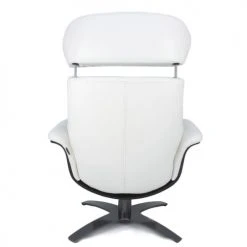 My New Design Fauteuils Fauteuil En Cuir Et Bois Noir - Cuir Blanc -Chaise Soldes 2024 fauteuil en cuir et bois noir cuir blanc 5