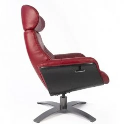 My New Design Fauteuils Fauteuil En Cuir Et Bois Noir - Cuir Rouge -Chaise Soldes 2024 fauteuil en cuir et bois noir cuir rouge 2