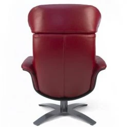 My New Design Fauteuils Fauteuil En Cuir Et Bois Noir - Cuir Rouge -Chaise Soldes 2024 fauteuil en cuir et bois noir cuir rouge 5