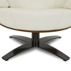 My New Design Fauteuils Fauteuil En Cuir Et Chêne Naturel - Cuir Blanc -Chaise Soldes 2024 fauteuil en cuir et chene naturel cuir blanc 4