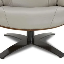 My New Design Fauteuils Fauteuil En Cuir Et Chêne Naturel - Cuir Gris -Chaise Soldes 2024 fauteuil en cuir et chene naturel cuir gris 4