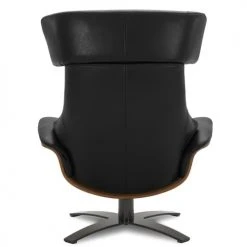 My New Design Fauteuils Fauteuil En Cuir Et Chêne Naturel - Cuir Noir -Chaise Soldes 2024 fauteuil en cuir et chene naturel cuir noir 2