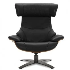 My New Design Fauteuils Fauteuil En Cuir Et Chêne Naturel - Cuir Noir -Chaise Soldes 2024 fauteuil en cuir et chene naturel cuir noir 4