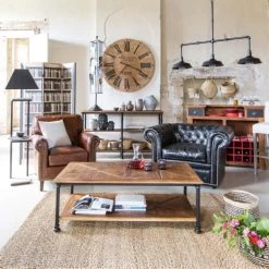 Maisons Du Monde Fauteuils Fauteuil En Cuir Marron Effet Vieilli -Chaise Soldes 2024 fauteuil en cuir marron effet vieilli 1000 1 25 116383 13