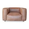 PIB Fauteuils Fauteuil En Cuir Pleine Fleur Marron