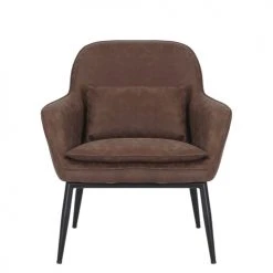 MOYCOR Fauteuils Fauteuil En Métal Noir Et Similicuir Marron -Chaise Soldes 2024 fauteuil en metal noir et similicuir marron 1
