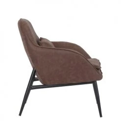 MOYCOR Fauteuils Fauteuil En Métal Noir Et Similicuir Marron -Chaise Soldes 2024 fauteuil en metal noir et similicuir marron 2