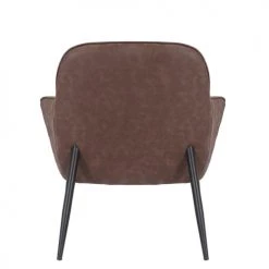 MOYCOR Fauteuils Fauteuil En Métal Noir Et Similicuir Marron -Chaise Soldes 2024 fauteuil en metal noir et similicuir marron 3