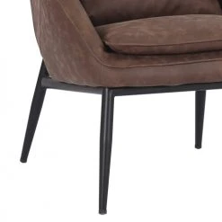 MOYCOR Fauteuils Fauteuil En Métal Noir Et Similicuir Marron -Chaise Soldes 2024 fauteuil en metal noir et similicuir marron 5