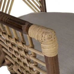 MOYCOR Fauteuils Fauteuil En Rotin Marron Et Polyester Beige -Chaise Soldes 2024 fauteuil en rotin marron et polyester beige 3