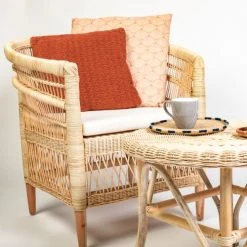 HYDILE Fauteuils Fauteuil En Rotin Naturel Et Pieds En Teck -Chaise Soldes 2024 fauteuil en rotin naturel et pieds en teck 2