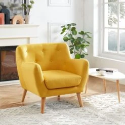 Baita Fauteuils Fauteuil En Tissu 1 Place Jaune -Chaise Soldes 2024 fauteuil en tissu 1 place jaune 3
