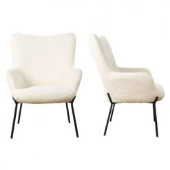 Happy Garden Fauteuils Fauteuil En Tissu Bouclette Beige Avec Repose-pieds -Chaise Soldes 2024 fauteuil en tissu bouclette beige avec repose pieds 2