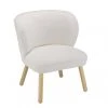 MACABANE Fauteuils Fauteuil En Tissu Bouclette Blanc Pieds En Bois