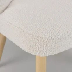 MACABANE Fauteuils Fauteuil En Tissu Bouclette Blanc Pieds En Bois -Chaise Soldes 2024 fauteuil en tissu bouclette blanc pieds en bois 2